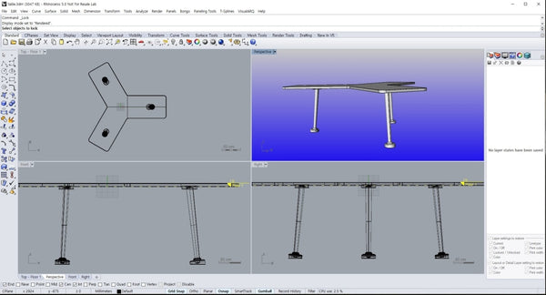 3 Angle Table design file with Rhino3D and skp file - Digital file